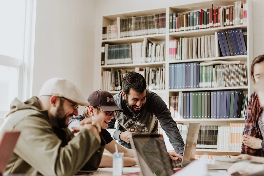 University campus cohort using laptops for online hiring assessment